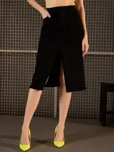 StyleStone Straight Front Slit Midi Skirt