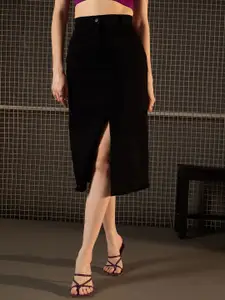 StyleStone Straight Front Slit Midi Skirt