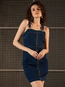 StyleStone Shoulder Straps Mini Pinafore Dress