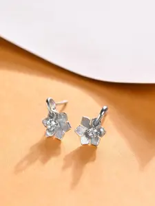 Clara 925 Sterling Silver Rhodium Plated Cubic Zirconia Floral Stud Earrings