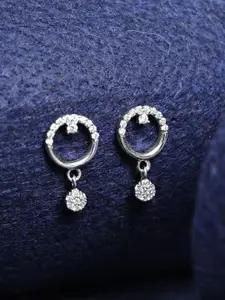 Clara 925 Silver Rhodium-Plated Circular Cubic Zirconia Drop Earrings