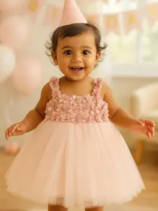 MeeMee Floral Applique Fit & Flare Dress