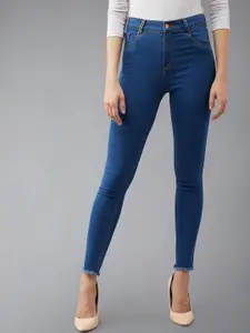 DOLCE CRUDO Women Skinny Fit High Rise Cropped Denim Stretchable Jeans