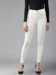 DOLCE CRUDO Skinny Fit High Rise Clean Look Regular Length Bleached Denim Jeans