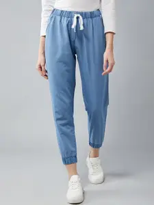 DOLCE CRUDO Women Lightweight Regular Fit Denim Solid Joggers