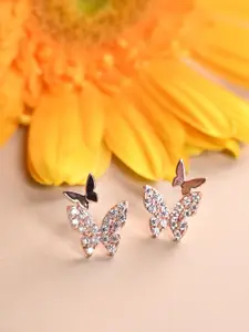 Clara Sterling Silver Rose Gold-Plated Contemporary Cubic Zirconia Studs Earrings