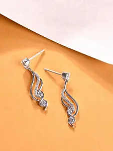 Clara 925 Sterling Silver Rhodium-Plated Contemporary Cubic Zirconia Ear Cuff Earrings