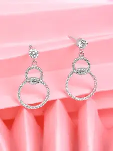 Clara Rhodium-Plated 925 Sterling Silver Contemporary Drop Earrings