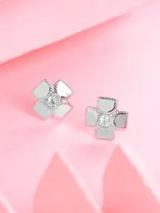 Clara 92.5 Sterling Silver Cubic Zirconia Rhodium Plated Stud Earrings