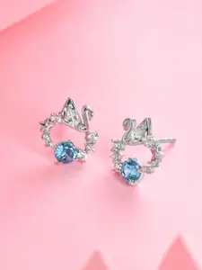 Clara 925 Sterling Silver Cubic Zirconia Rhodium Plated Stud Earrings