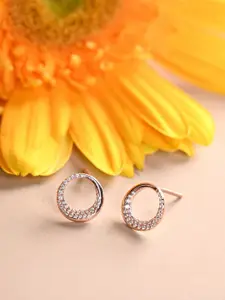 Clara 925 Sterling Silver Cubic Zirconia Rose Gold Plated Stud Earrings