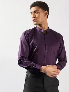 DENNISON Men Solid Mandarin Collar Smart Casual Shirt