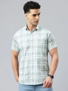 Majestic Man Men Classic Slim Fit Checked Pure Cotton Casual Shirt