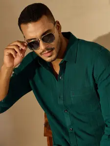 DENNISON Men Self Design Spread Collar Long Sleeves Casual Shirt