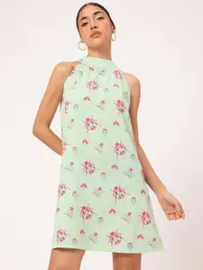 DressBerry Halter-Neck Bug Printed Mini Dress