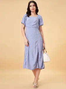 Honey by Pantaloons Striped Puff Sleeves A-Line Midi Dress