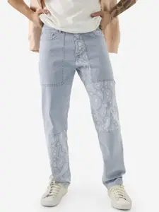 The Souled Store Men Straight Fit Low Distress Heavy Fade Stretchable Jeans