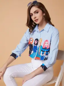 SHOWOFF Women Slim Fit Graphic Printed Casual Shirt
