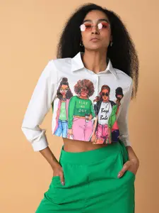 SHOWOFF Women Relaxed Boxy Opaque Printed Casual Shirt