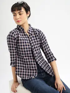 SHOWOFF Women Comfort Slim Fit Opaque Checked Casual Shirt