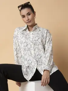 SHOWOFF Women Relaxed Boxy Floral Opaque Printed Casual Shirt