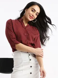 SHOWOFF Women Regular Fit Polka Dots Casual Shirt