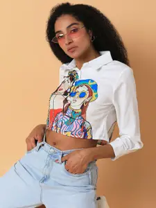 SHOWOFF Women Graphic Printed Boxy Casual Shirt