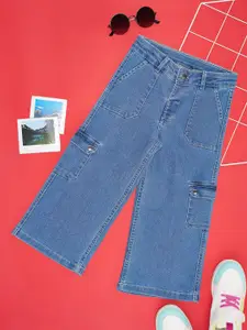 Pantaloons Junior Girls Cropped Straight Fit Mid-Rise Low Distress Jeans