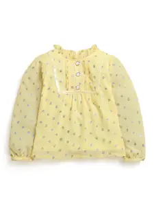Tiny Girl Girls Floral Printed Mandarin Collar Top