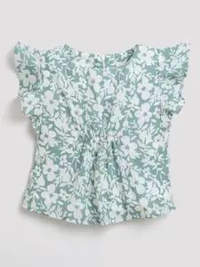 Tiny Girl Tropical Printed Flutter Sleeve Regular Top