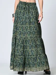 Rue Collection Printed Cotton Tiered Maxi Skirt