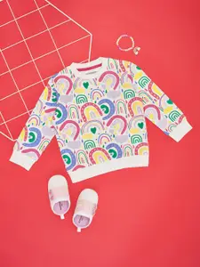 Pantaloons Baby Girls Graphic Printed Long Sleeves Round Neck Sweatshirt