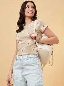 People Women Conversational Printed Crop Top