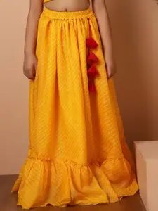 NEUDIS Girls Striped Flared Pleated Maxi Skirt