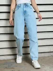 High Star Women High-Rise Mom fit Heavy Fade Jeans