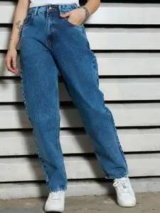 High Star Women High-Rise Mom fit Heavy Fade Jeans