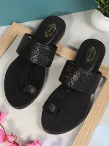 Denill Women One Toe Flats with Laser Cuts