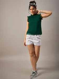 The Roadster Life Co. Women Solid Round Neck Polyester Top