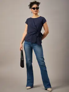 The Roadster Life Co. Women Solid Round Neck Polyester Top