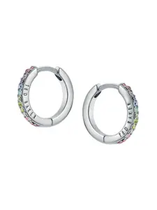 Ted Baker Silver-Plated Crystals Studded Hoop Earrings