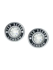 Ted Baker Silver-Plated Crystal Studded Button Stud Earrings