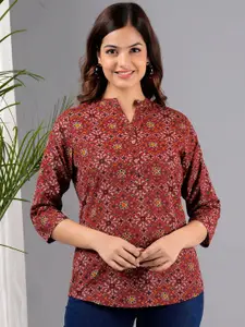 KALINI Women Floral Printed Mandarin Collar Kurti