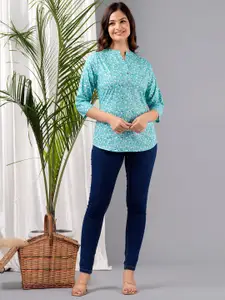 KALINI Women Floral Printed Mandarin Collar Kurti