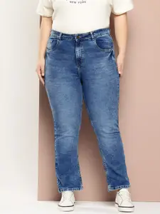 Sztori Women Plus Size Straight Fit Light Fade Stretchable Jeans