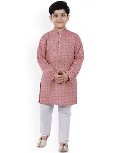 BAESD Boys Ethnic Motifs Embroidered Regular Mirror Work Straight Kurta With Trousers