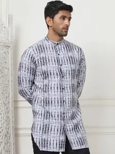 Jompers Abstract Printed Mandarin Collar Cotton Straight Kurta