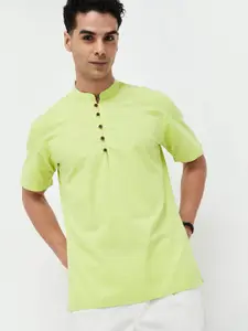 Melange by Lifestyle Mandarin Collar Cotton Straight Short Kurta