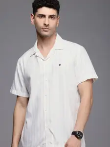 Louis Philippe Jeans Slim Fit Striped Cuban Collar Casual Shirt