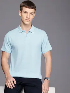 Louis Philippe Jeans Self Design Polo Collar Slim Fit T-shirt