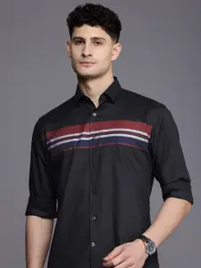 Louis Philippe Sport Slim Fit Horizontal Stripes Pure Cotton Casual Shirt